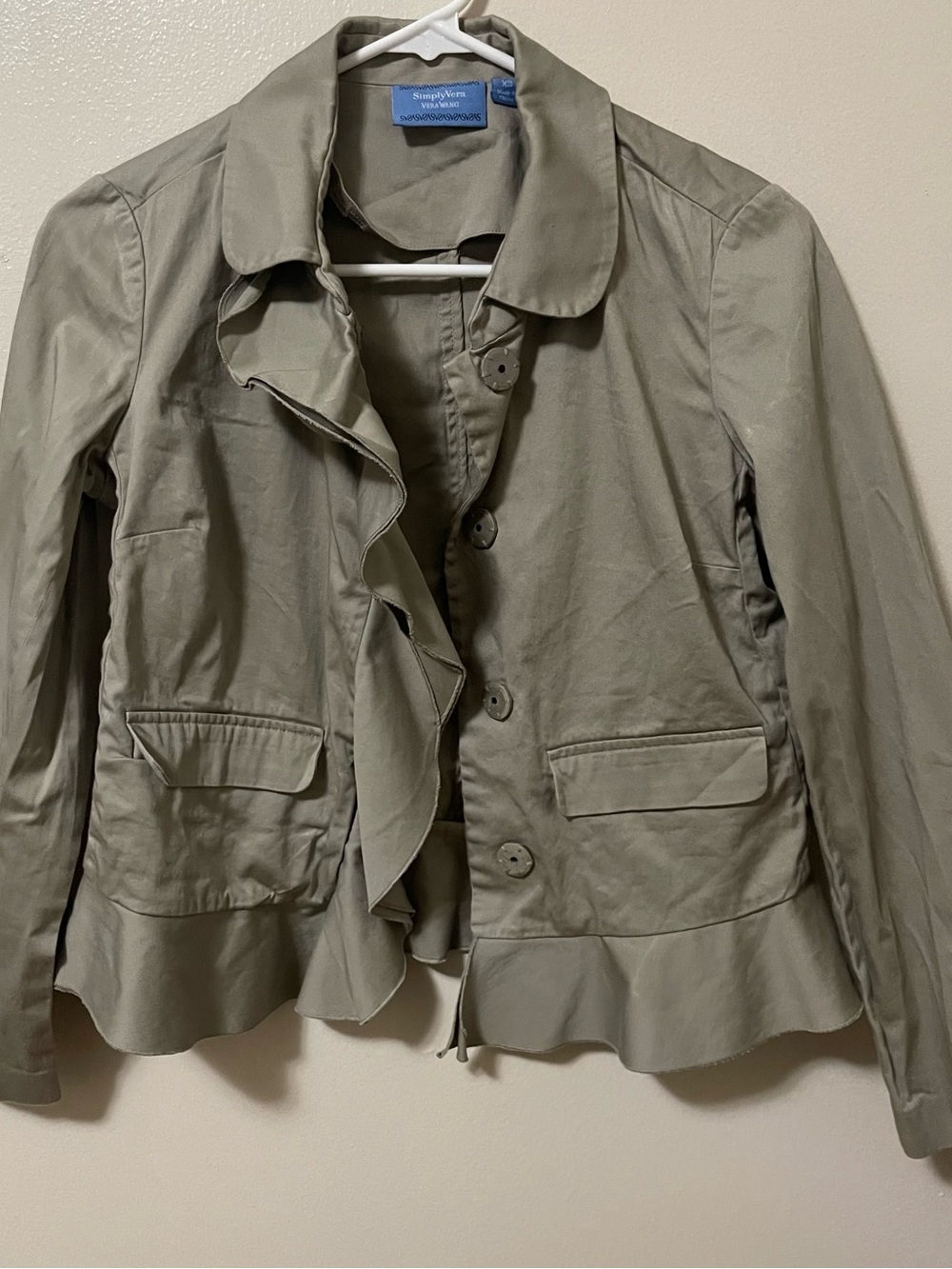 Simply Vera Vera Wang Olive Ruffle-Front Blazer